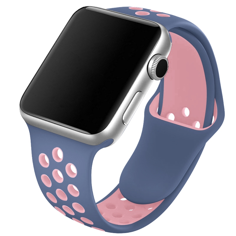 Carlu Apple Watch Rem i Blå & Pink Silikone 38/40 mm