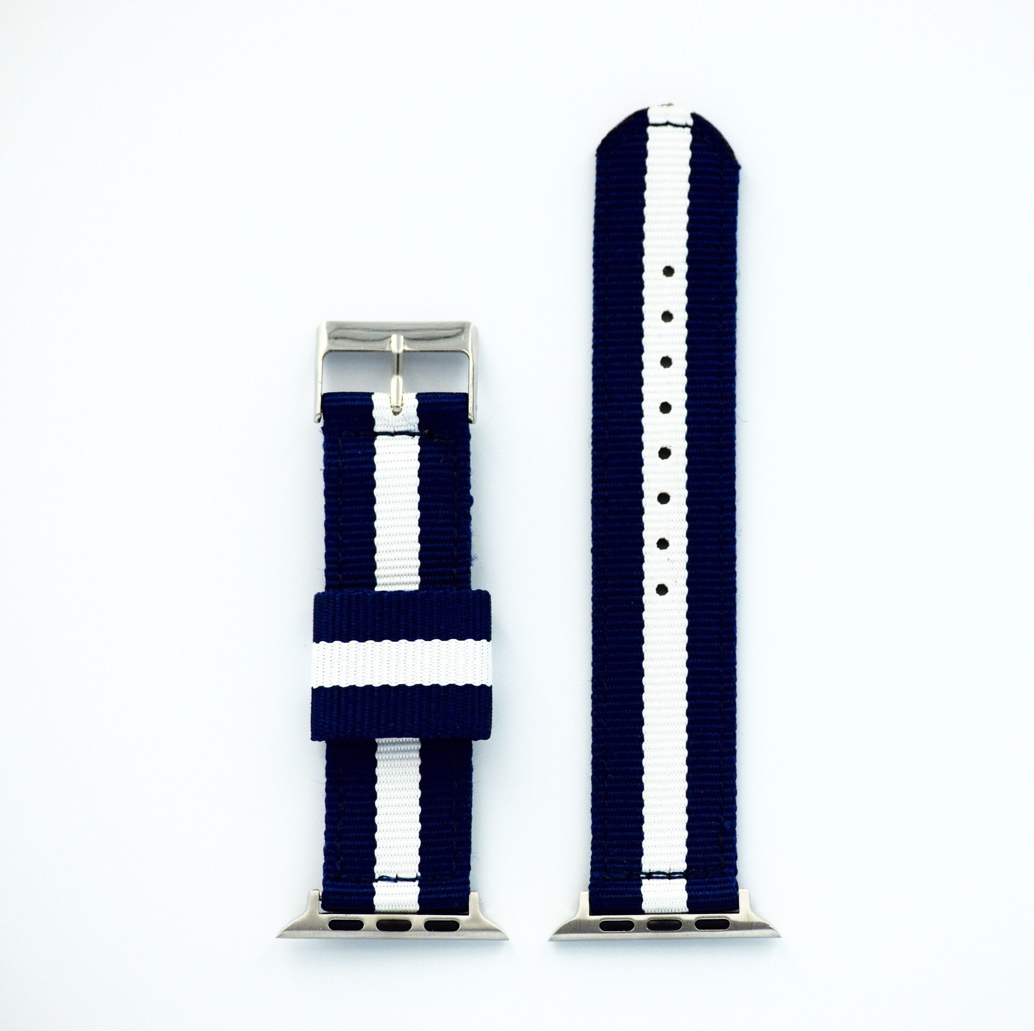 Blå Hvid "navy" Nylon Sportsrem til Apple Watch Tilbud