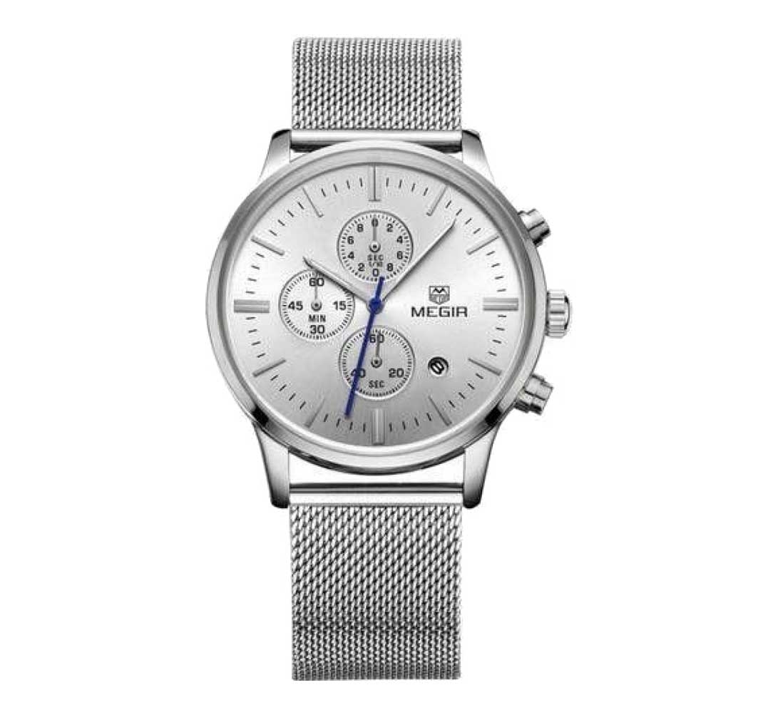 Chronograf Silver Mesh Ur fra Megir - Lagersalg!