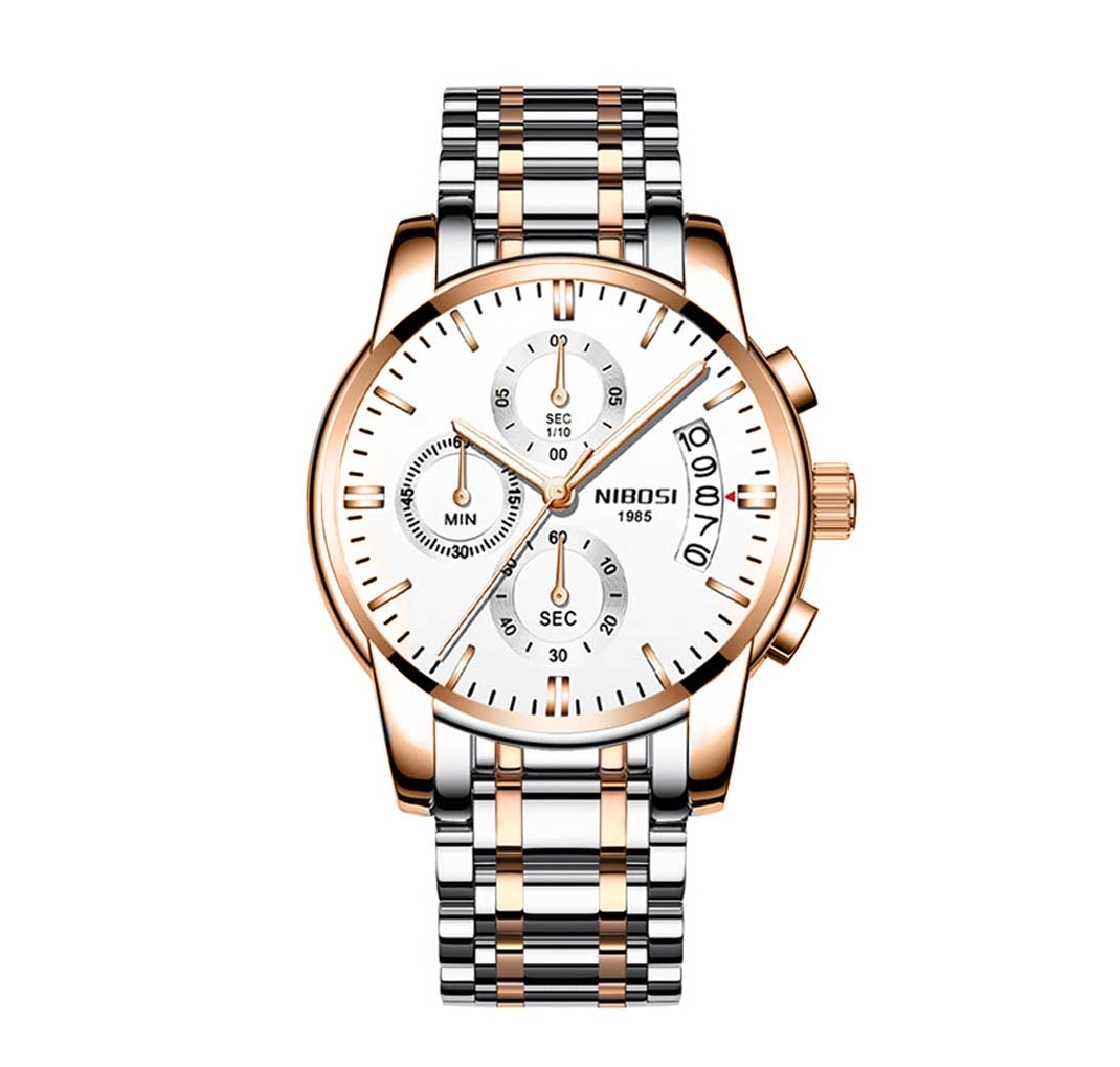 Nibosi White Rosegold Ur i Lagersalg - Elegant Design
